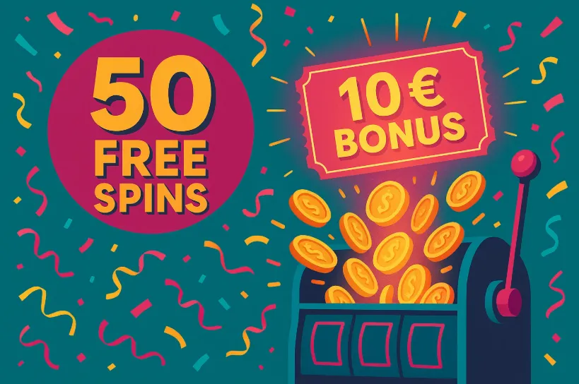 Bonus powitalny: 50 darmowych spinów + 10 €